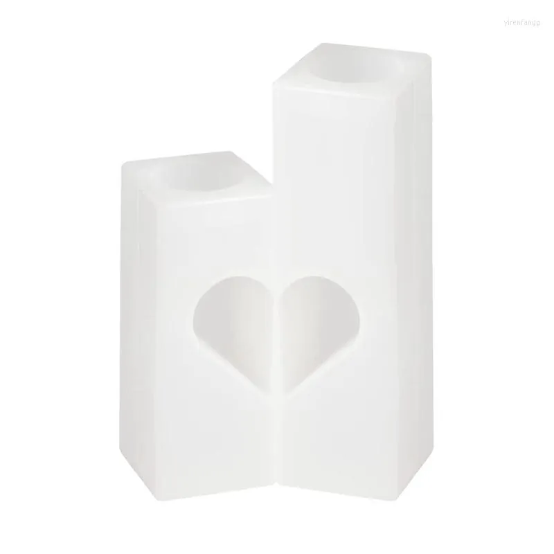 Candle Holders 2Pcs Resin Tealight Holder Molds 2 Sizes Heart Shape Candlestick Reisn Silicone For Home Decor