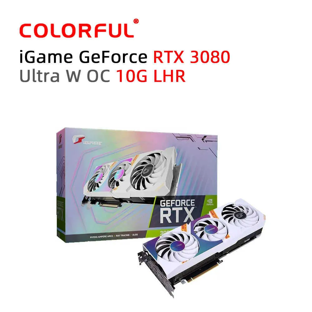 F￤rgglad nytt grafikkort RTX 3080 LHR GDDR6X 10GB 12GB NVIDIA 320BIT 8NM VIEDO CARD PLACA DE GRAFICS CARD GPU Tillbeh￶r