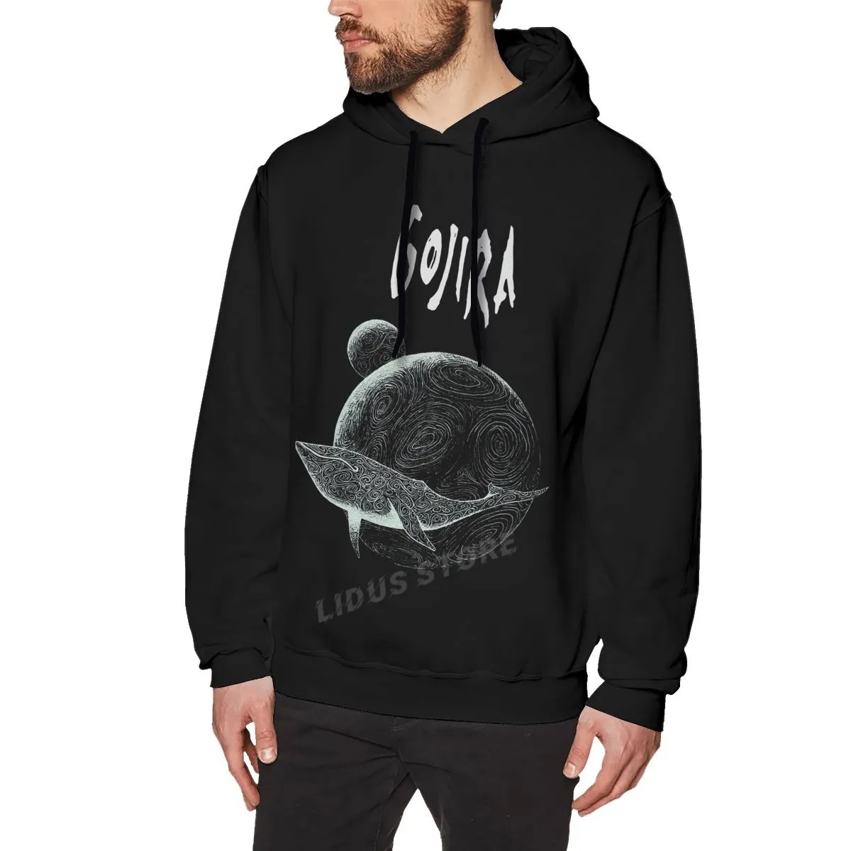 Mens Gojira Flying Whale Hoodie Harajuku Style, Creative Cotton