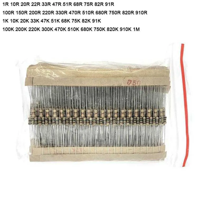 860pcs/lot 5% 1/4W carbon film resistor package 1R to 1M 43 types by 20pcs