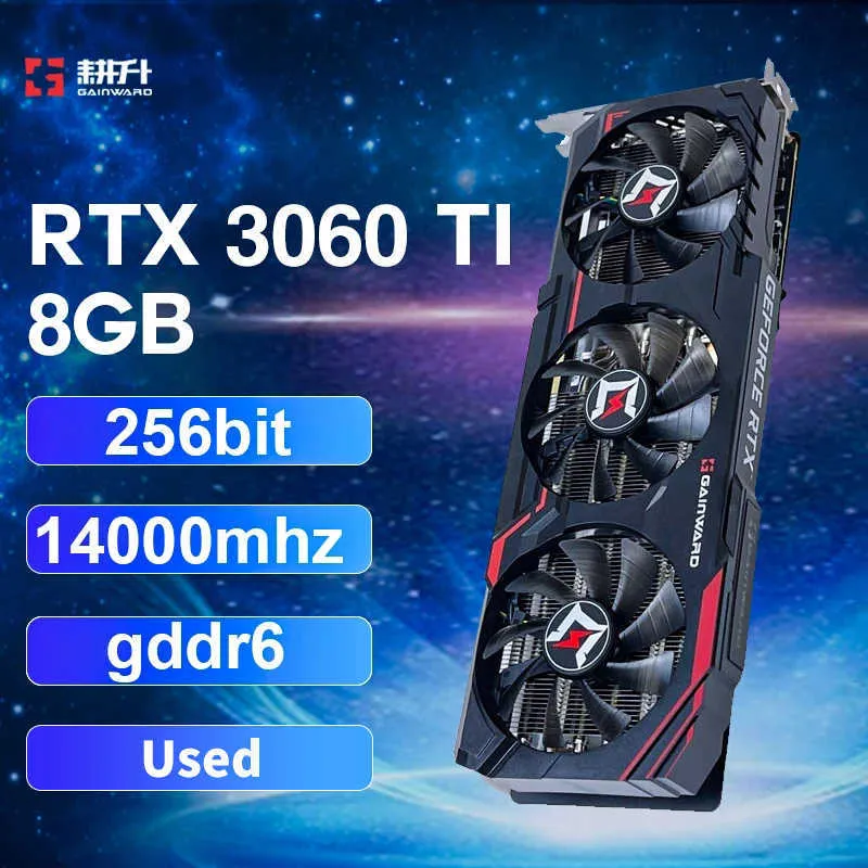 Usato GAINWARD RTX 3060 TI 8GB GDDR6 256BIT 14000mhz NVIDIA GPU Gaming Scheda grafica Scheda video desktop