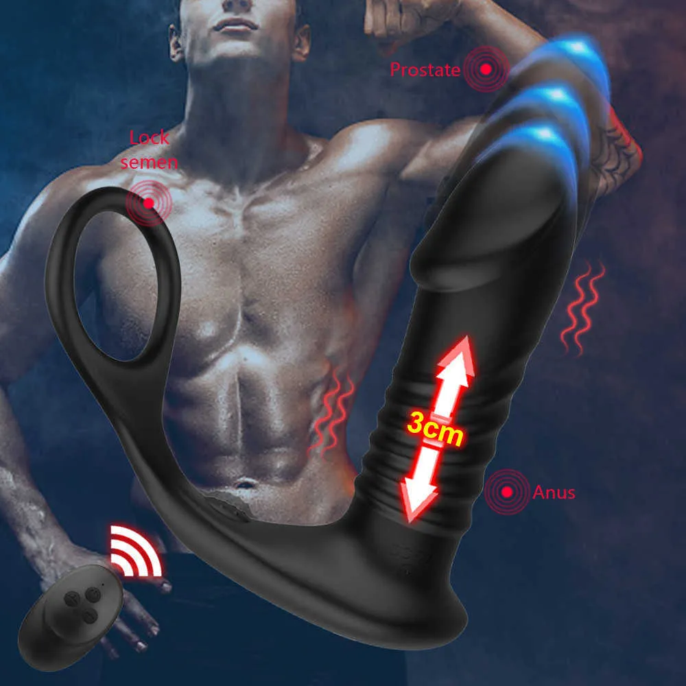 Schoonheidsartikelen Wireless Remote Telescopic Dildo Vibrator Prostaat Massager Anale vertraging Ejaculatieringspeelgoed Stimulator voor mannen Vrouwen