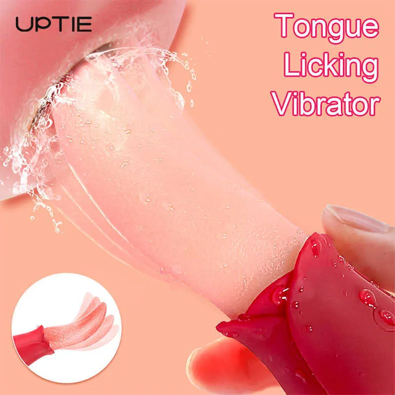 Beauty Items Powerful Tongue Licking Rose Vibrator Female 10 Modes G spot Clitoris Stimulator Nipple Massager Mini Clit sexy Toys for Women