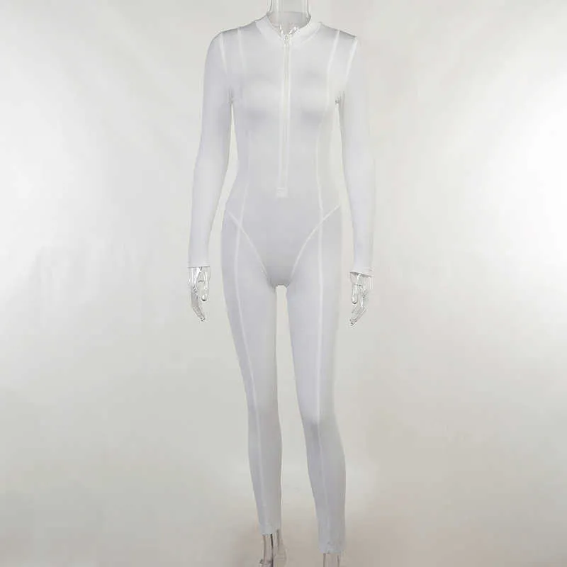 New Round Neck Zipper Long-sleeved Jumpsuit Splicing Sports Slim Casual  Jumpsuit Bodysuit Woman Jumpsuits Elegant Rompers