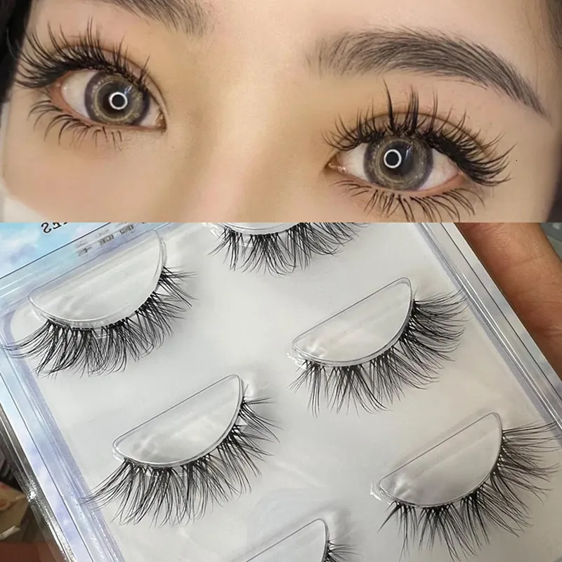 Ferramentas de maquiagem 3Pairs Mink Eyelashes Extensão da faixa invisível Extensão de cílios naturais Falsos cílios cruzados cluster Fairy 3d Faux Big Eye Long Fake Lashes 221231