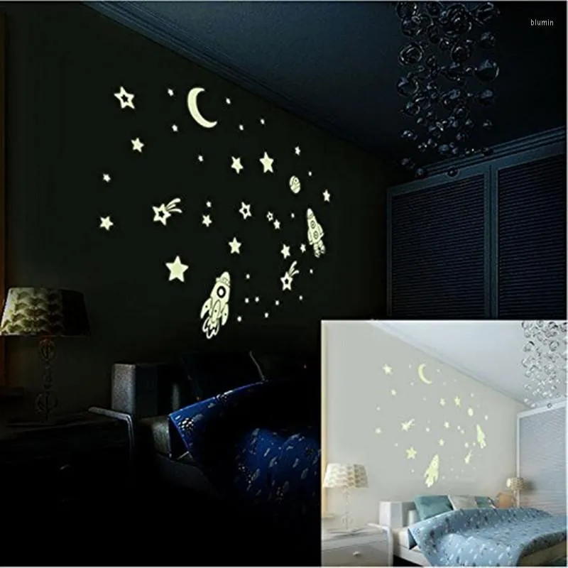 Stickers muraux bricolage autocollant lumineux lueur espace sombre étoile Fluorescent pour enfants bébé chambre chambre plafond décor à la maison