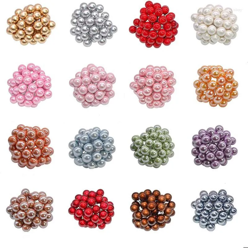 Décoration de fête 100 Pcs Artificielle Perle Fleur Étamines Cerise Mini Baies En Plastique Faux Fruits De Mariage DIY Boîte-Cadeau Décoré De Couronnes De Noël