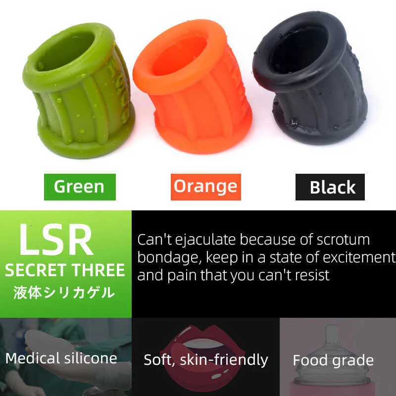  Soft Liquid Silicone Scrotum Ball Stretcher Testicle Bondage  Sex Toys for Men Penis Rings Time Delay (Black) : Health & Household