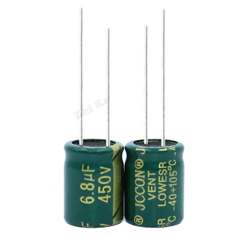 10pcs 6.8UF 450V 10x13mm 고 잔물결 전류 Long Life 450V6.8UF 10 x 13mm 전력 어댑터를위한 알루미늄 전해 커패시터