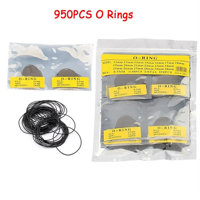 Reparationsverktygssatser 950 st 0 5mm 0 6mm dia gummi o ring vattent￤t rund vakt baks￤tning t￤tningsbrickor set 12-30mm mode2141