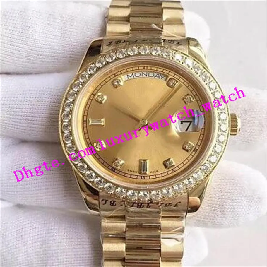 Factory s Luxusuhr 3 Style 18K MASSIVES GELBGOLD DIAMANT-LÜNETTE ZIFFERBLATT 41MM Herrenuhr Automatik Mode Herrenuhren W303D