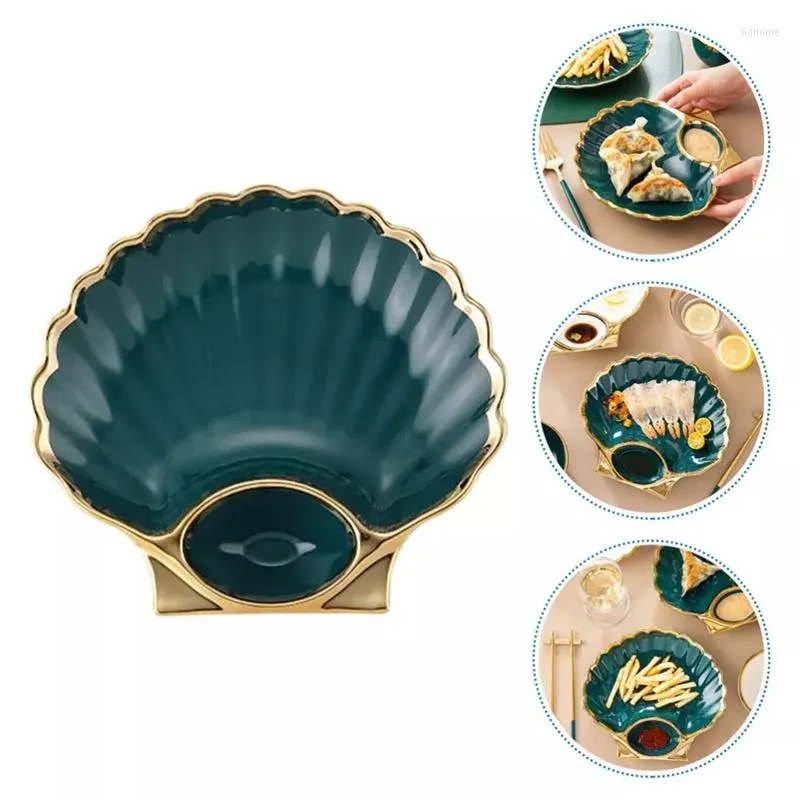 Borden 8 inch donkergroene schaal dinerbord onder geglazuurde keramische gerechten dessertlade gouden rand servies magnetron beveiligd