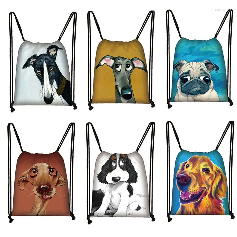 Borse per la spesa Borsa con coulisse per cani animali carini Borsa a tracolla per ragazza Porta scarpe da donna Borsa da viaggio con copertina morbida per donna