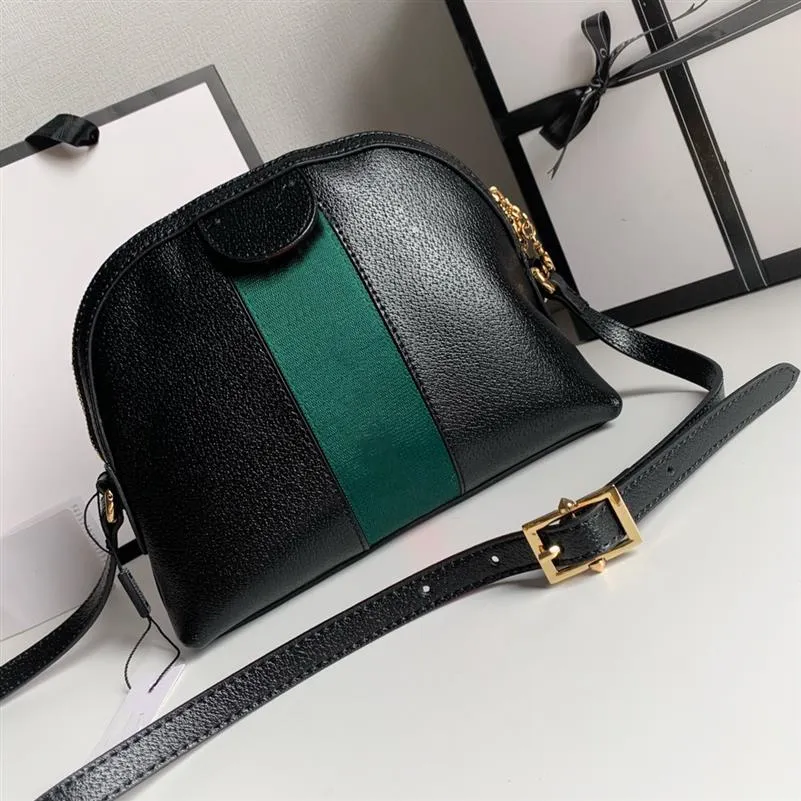 Borsa a tracolla a righe da donna di alta qualità Borsa a forma di conchiglia in buona pelle Borse a tracolla di design di lusso Nero Bianco Classico 329E