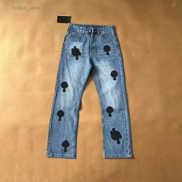 Print Designer Uomo Jeans Cross-skin Washed Jean Chromeheart con vita alta Amanti Chromees Processo di rilavorazione sciolto Chrome 19 H90C