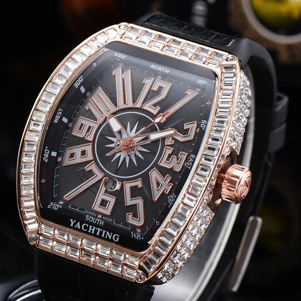 Orologi da uomo di alta qualità orologi da polso ghiacciati cassa con diamanti v45 movimento al quarzo collezione moda orologio analogico abito brillante wat265p