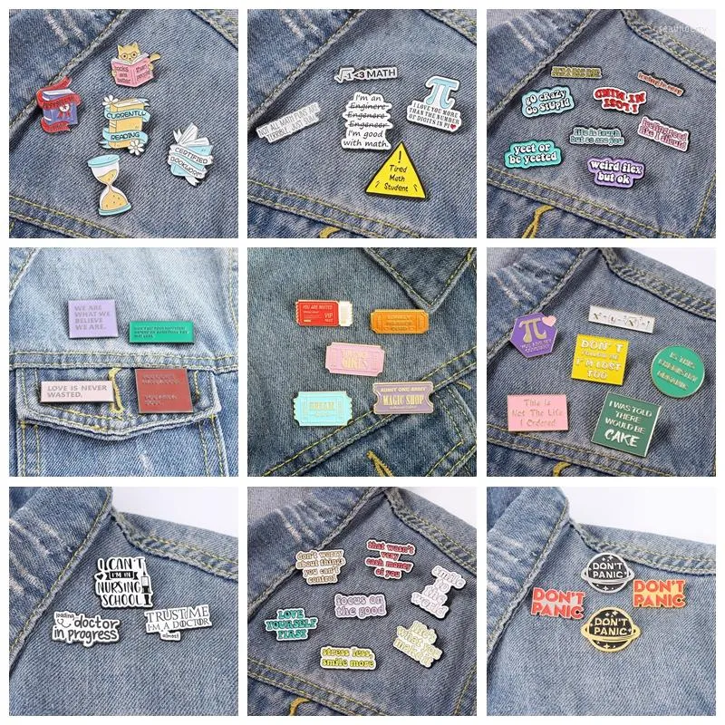 Brooches Interesting Banner Dialogue Brooch Lovely Simple Rectangular Text Dialog Box Enamel Pin Badge Unique Collection Gift Set Jewelry