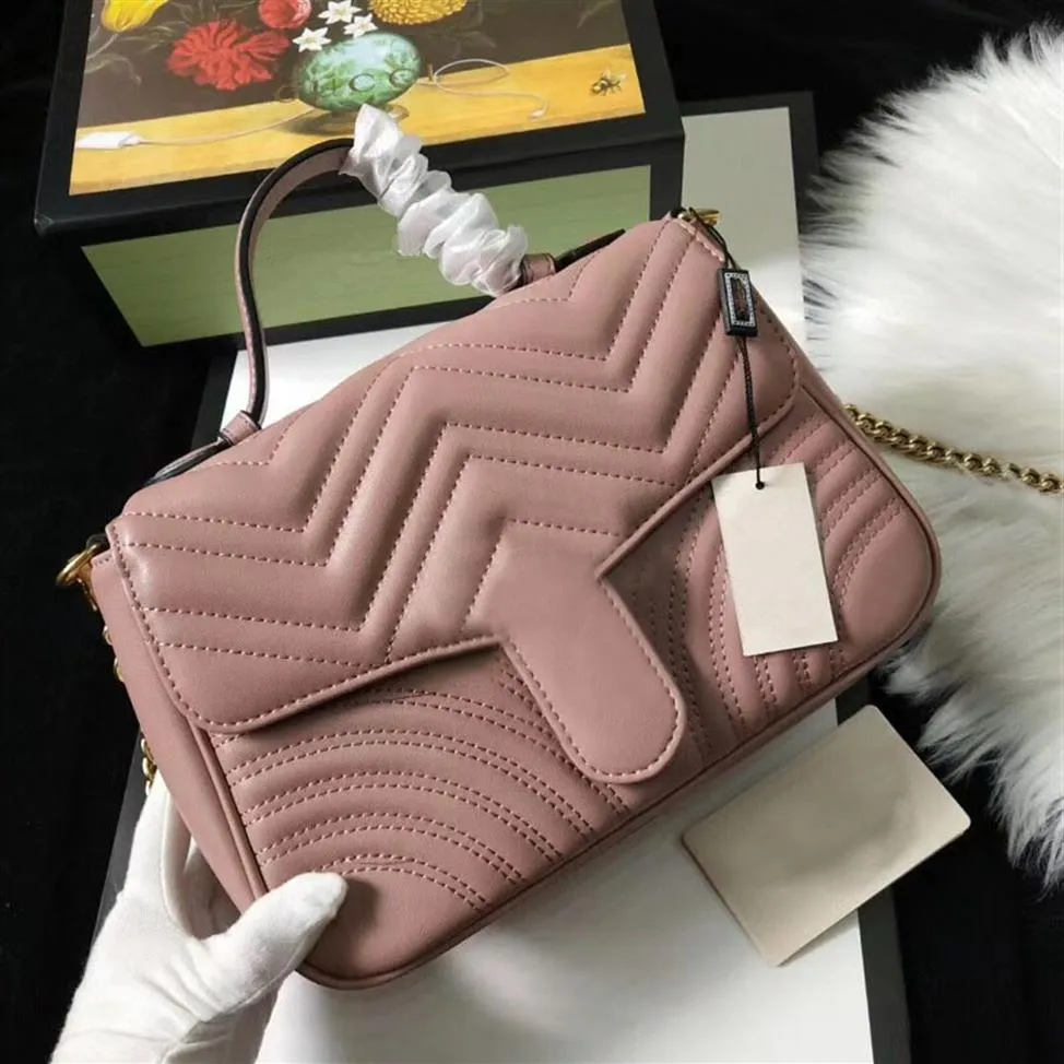 Luxus Echtes Leder Liebe Herz V Wellenmuster Satchel Designer Handtaschen mit Griff Umhängetasche Kette Crossbody Geldbörse Einkaufen To285U