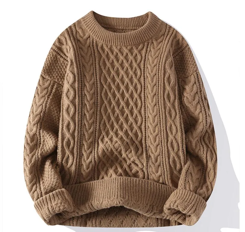 Men Sweaters O-Neck Knitted Spliced Loose Color Sweater New All-match Casual Pullovers Korean Warm Tops M-3XL