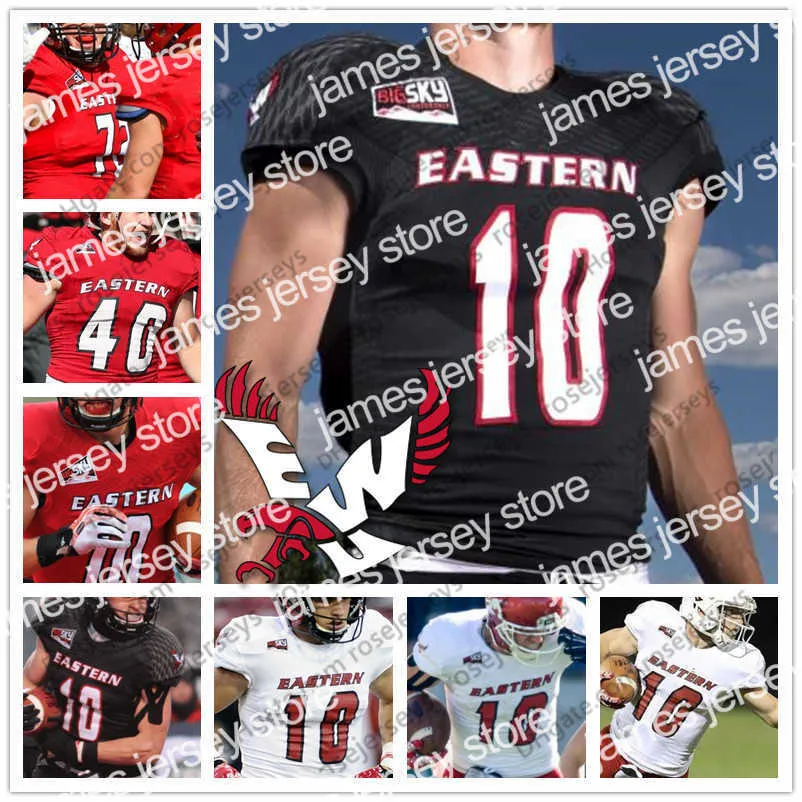 American College Football Wear Custom Eastern Washington Eagles College Football Svart Röd Vit 10 Cooper Kupp Herr Ungdom Barn Kvinnor NCAA EWU Jersey 4XL