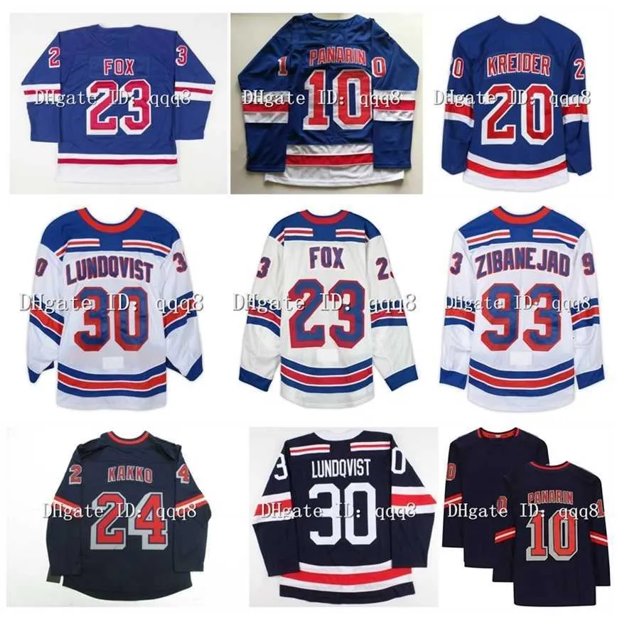 q888 93 Mika Zibanejad Kaapo Kakko Hockey Jersey Adam Fox reverse retro Ryan Lindgren Winter Classic Artemi Panarin Alexis Lafreniere Ryan Reaves