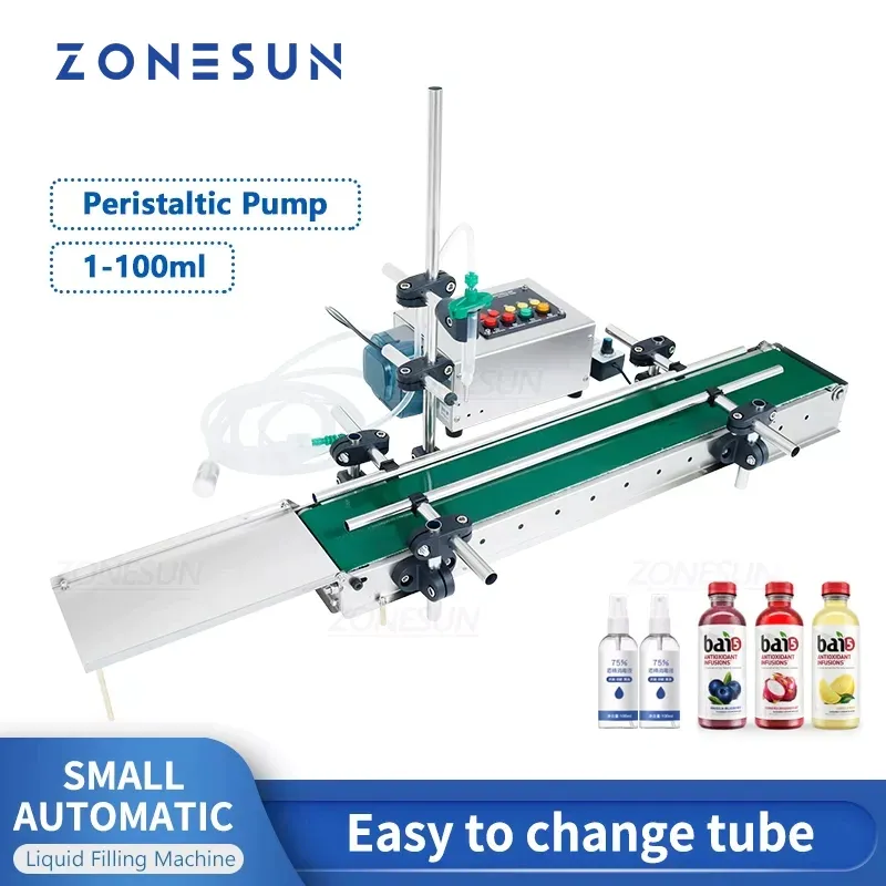 ZONESUN Vloeistof Vulmachine Smart Kleine Automatische Peristaltische Pomp Oogwater Parfum Vloeistof Lijn Met Riem ZS-DTPP100C