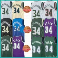 CUSTOM 2021 New basketball jersey Giannis 34 Antetokounmpo Mens Cheap Ray 34 Allen Mesh Retro Youth Kids Army Lavender