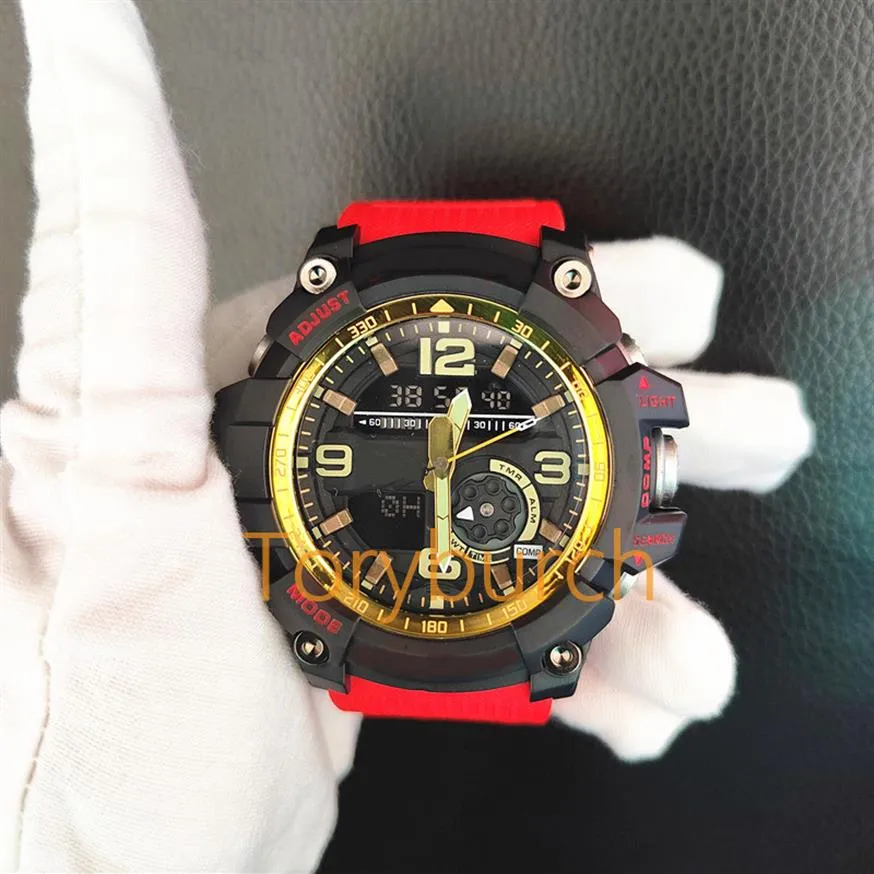 ROJO Nueva llegada serie Relojes con pantalla dual Luminoso deportes casual estudiante todas las funciones funcionan con luz automática Reloj Hombre pulseraw292t