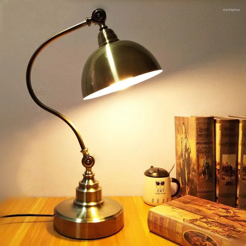 Masa lambaları Amerikan Loft Vintage Lamba Oturma Odası Yatak Odası Deask Işık Çalışma Masası Ofis Başucu Aydınlatma Fikstür E27 Anahtarlama