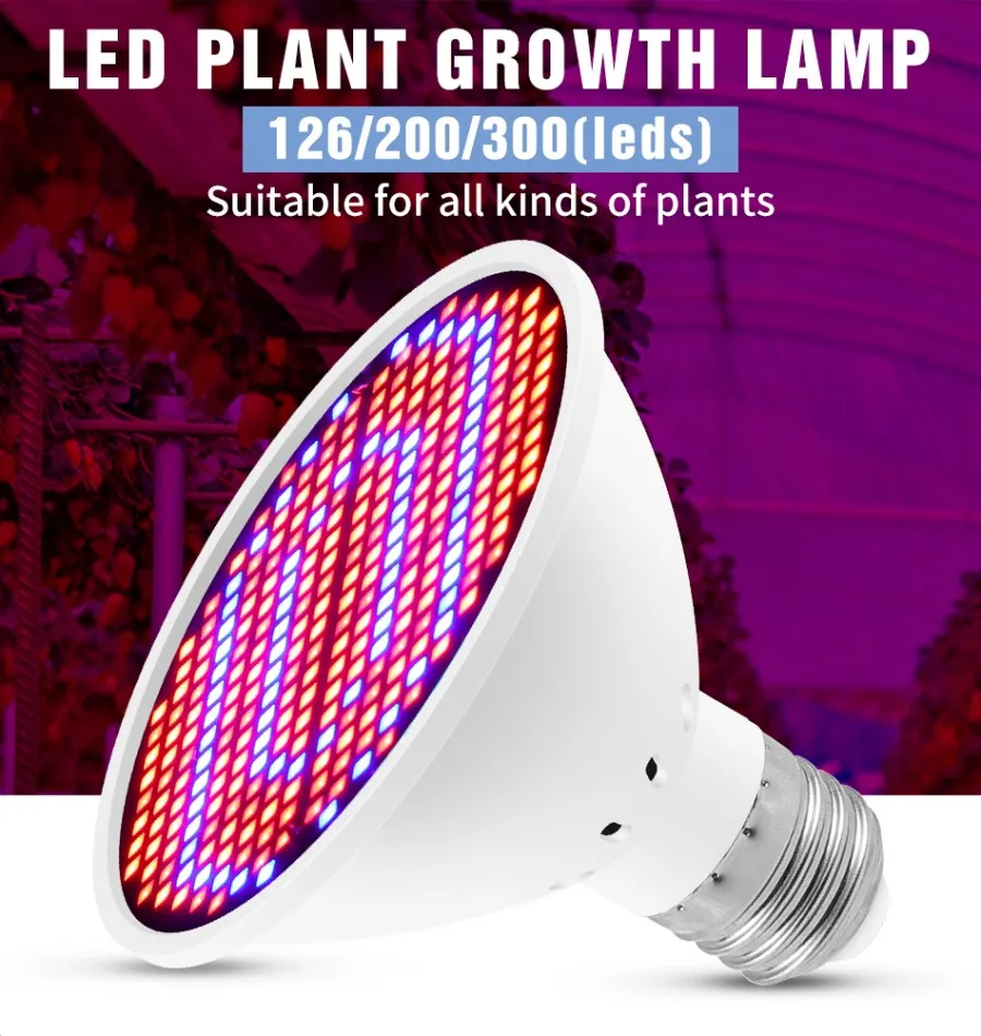 LED Grow LightE27220VフルスペクトルPHYTOランプ60LEDS屋内植物のための野菜の花水耕栽培システム