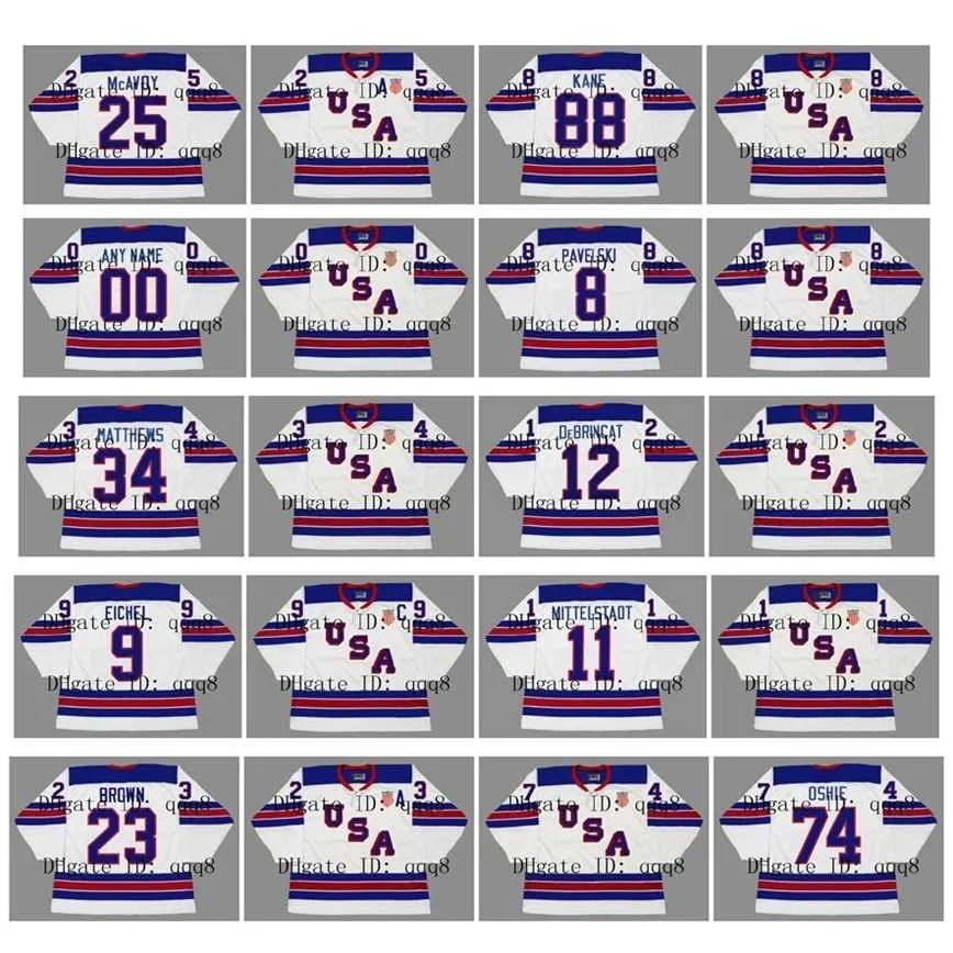 Q888 2010 2016 2016 Vintage Team USA Jerseys 25 Charlie McAvoy 12 Alex Debrincat 9 Jack Eichel 11 Casey Mittelstadt 23 Dustin Brown Custom Hockey