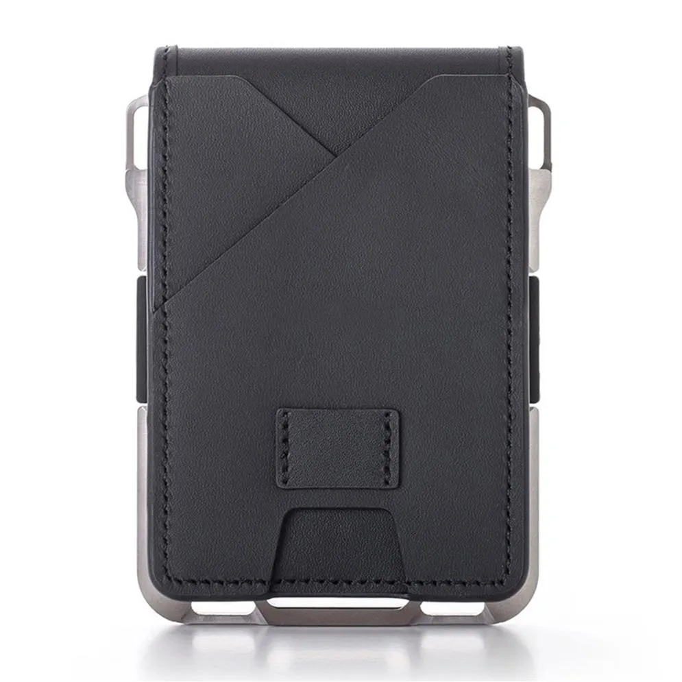 Fashion RFID Aluminium Metal äkta läder Bifold plånböcker för män Kvinnor ID Bankkort Holder Slim Fram Fack Wallet Case Case2707