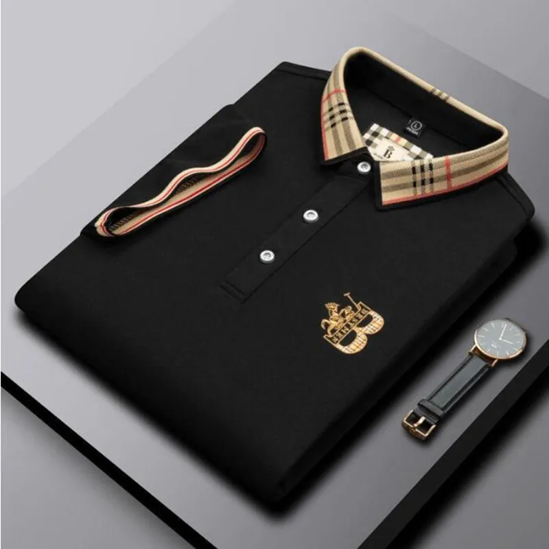 Koszulki męskie Polo z krótkim rękawem haft bawełna moda odzież męska Casual męskie koszulki 100% bawełna 4XL 3XL