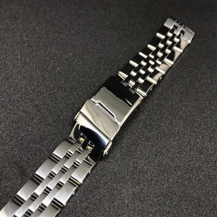 22 24mm Argent Deux Tons Or Acier Inoxydable Bracelet Montre Ceinture Montre Bande Strap234l