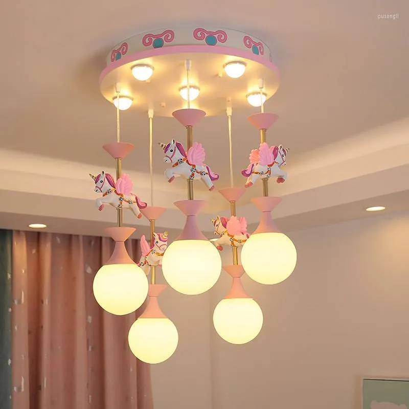 Lâmpadas pendentes hobbyhorse liderou lampu kamar tidur untuk anak perempuan bayi gadis laki-laki