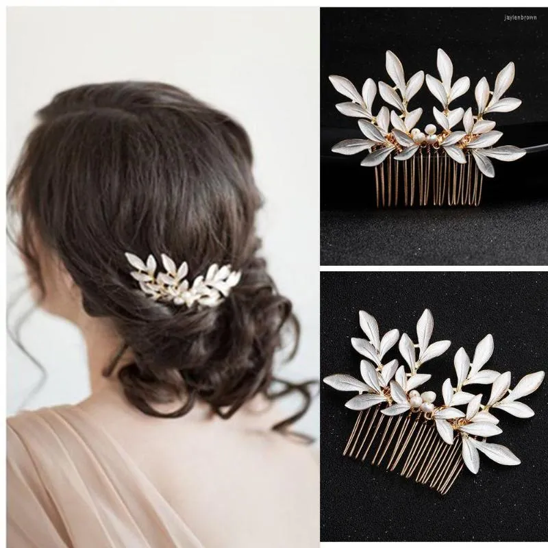 Headpieces Gold Silver Shiny Headpiece Pearl Rhinestone Flower Clip Hair Smycken Bröllop Tillbehör Brudtiara Kvinnor Fashion
