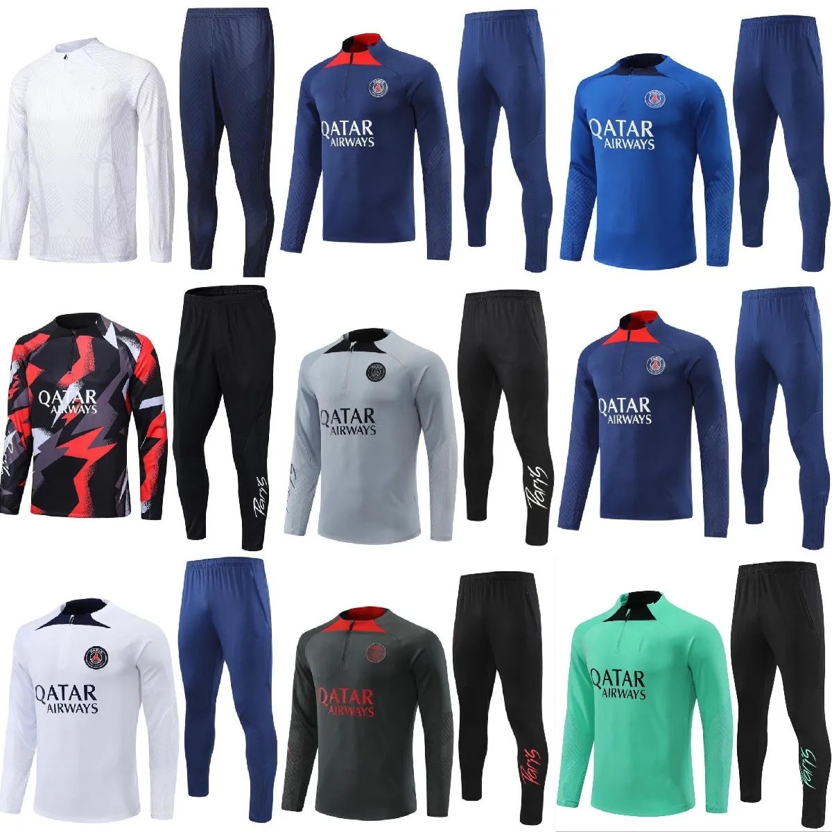 22 23 psgs chándal 2022 2023 camiseta de fútbol camiseta de entrenamiento fútbol survetement niños chandal MBAPPE hombres manga larga kit de fútbol uniforme