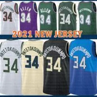 2021 New basketball jersey Giannis 34 Antetokounmpo Mens Cheap Ray 34 Allen Mesh Retro Youth Kids Black