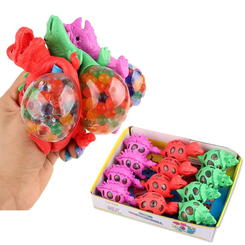 Squishy dinosaure Fidget jouet perles d'eau maille Squish balle Anti-Stress balles d'aération jouets à presser soulagement du Stress jouets de décompression