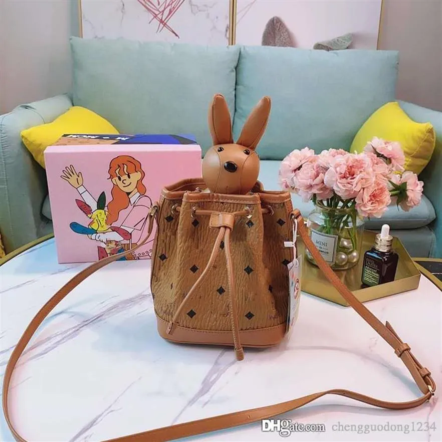 Bolsa de bolsa de bolsa de ombro de cordão Bolsas de balde de mulheres Vogue do novo Fundo de Satchel Rabbit de Satchel Impresso Justice299a