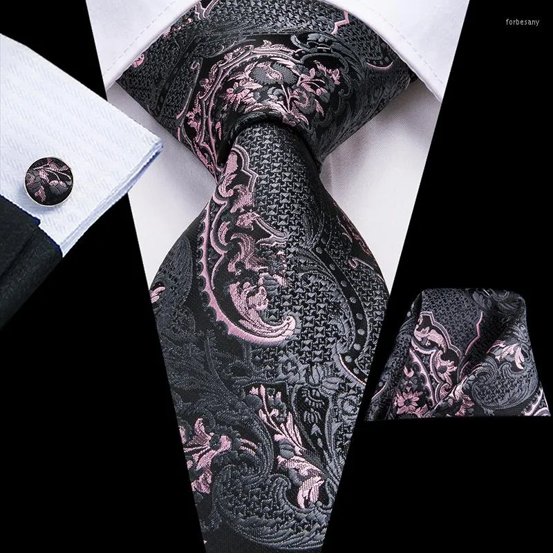 Papillon Hi-Tie Set di cravatte da uomo in seta Hanky Gemelli per uomo Luxury Paisley Gold Red Green Wedding Party Cravatta