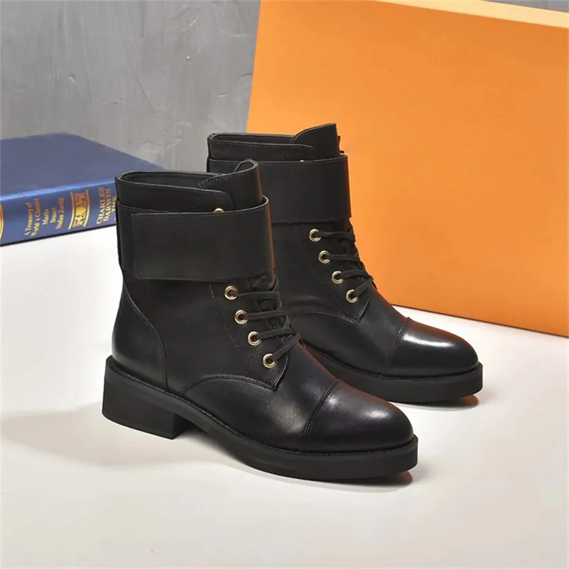 2023 Designer Paris Wonderland Flat Ranger Bottes de combat Metropolis Martin Cheville Cuir de veau et toile Territoire Baskets d'hiver avec boîte d'origine