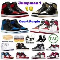 2022 Jumpman 1 Basketball Shoes Men 1s OG University blue UNC Pink Green Court Purple Royal Bred Toe Women Obsidian game Sneakers trainers Eur 36-47 1FG3