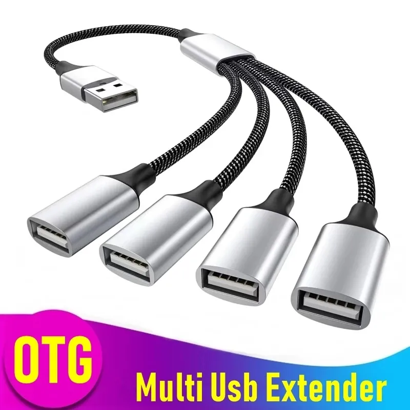 Extens￵es do cubo USB tipo C 4 Porta USB Splitter OTG Adaptador de transfer￪ncia de alta velocidade Conversor port￡til para laptop para PC