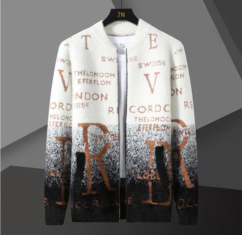 Zipper Letter Printing Cardigan Men Sweter Korean Sweaters Coat Designer Fashion Knit Cardigan Jacket