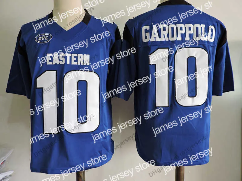 American College Football Wear Custom Eastern Illinois Panthers #10 Jimmy Garoppolo FCS Blue Jersey Stitched SF Black Red White Rush NCAA Football Mens Youth Women K