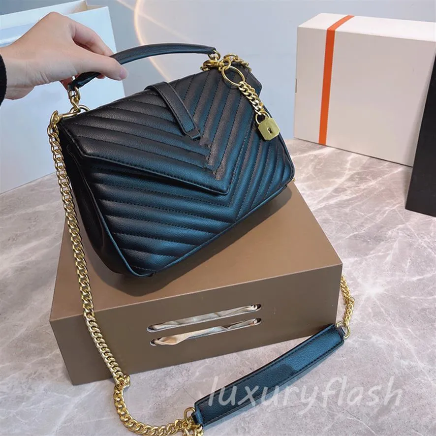 Borsa a tracolla a griglia Designer con catena in oro nero e argento Borsa a tracolla alla moda 2021 Luxurys Borsa da donna in pelle di alta qualità186L