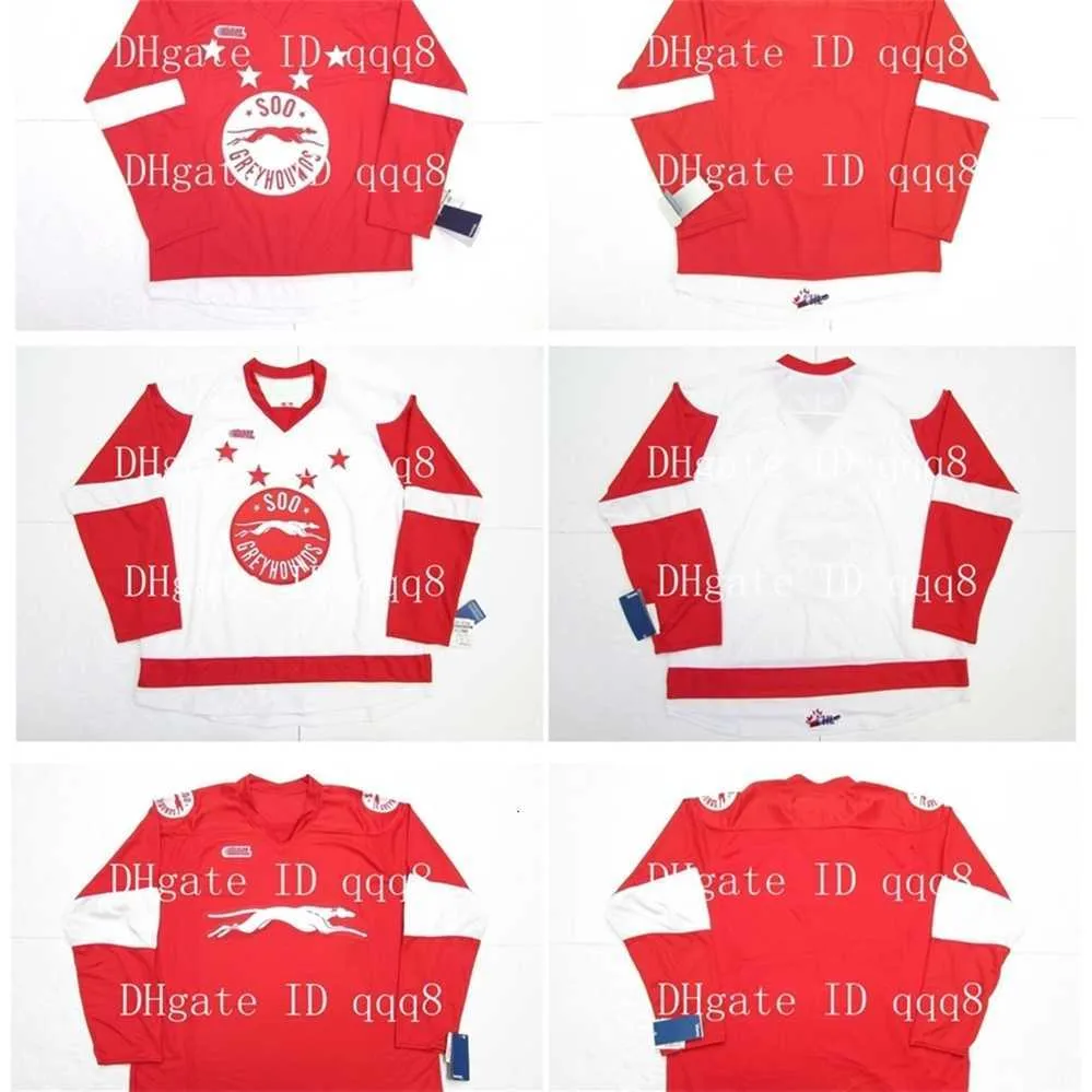 QQQ8 OHL Sault Ste. Marie Soo Greyhounds Jerseys Red White Custom Dowolne numerze Numer Sching Custom Hockey Jerseys