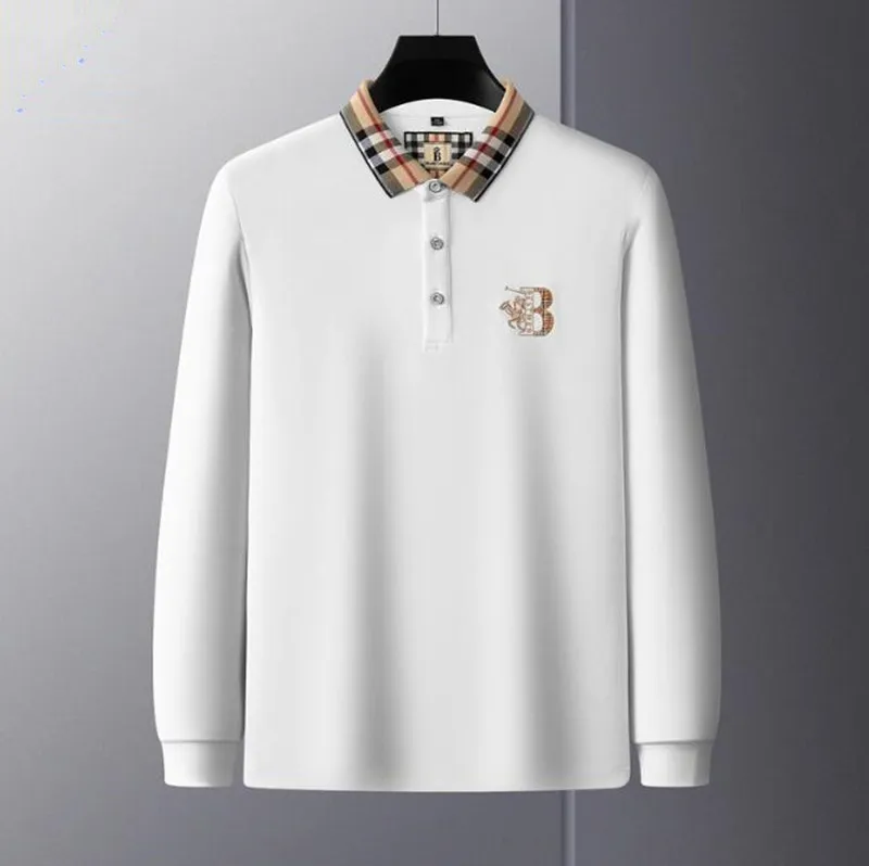 Hurtownia 2023 Autumn and Winter Men's Polos 100% bawełniana koszulka polo z długim rękawem haftowa jesienna biznes swobodna lapowa moda miękka m-4xl 6698#