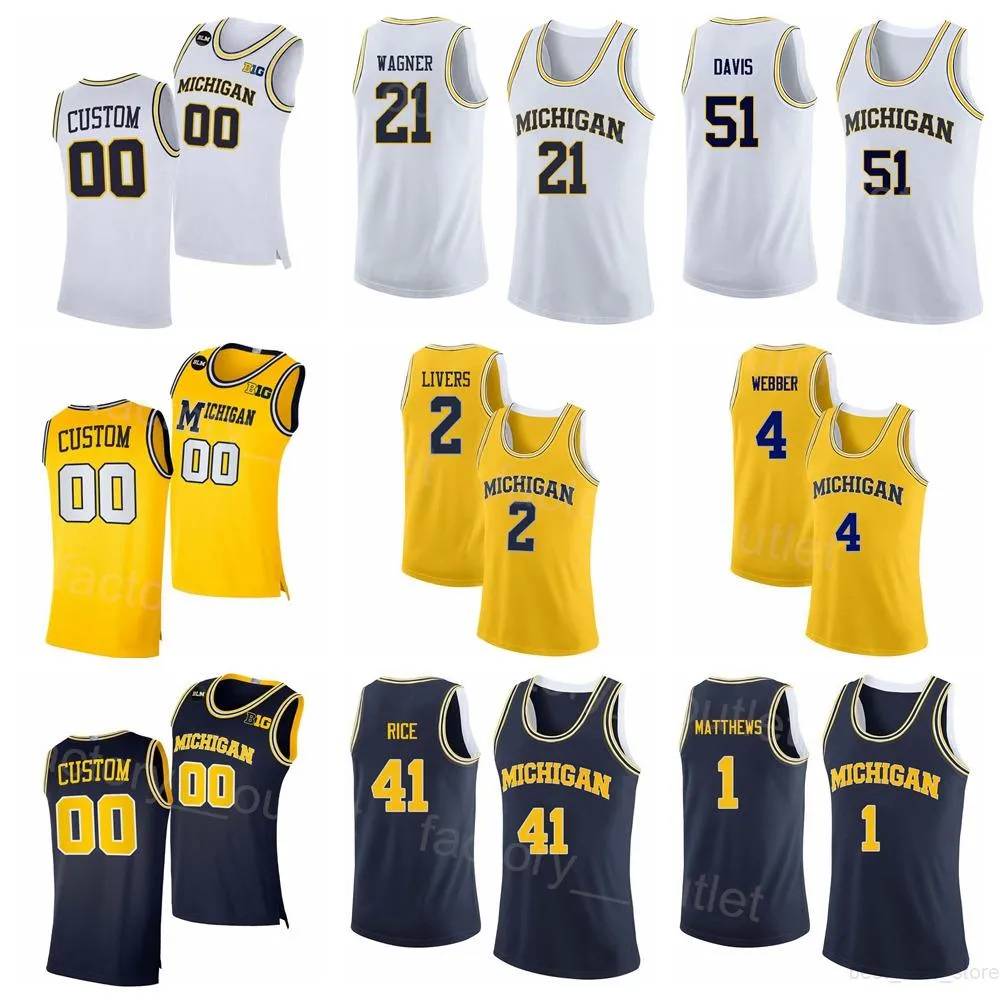 Aangepast NCAA College Basketball Michigan Wolverines 10 Tim Hardaway Jr Jersey 3 Trey Burke 5 Jalen Rose 1 Charles Matthews 2 Poole 21 Franz W